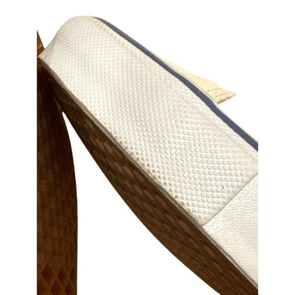 Vans Cush Pop Old Skool Skate Shoes Cream Blue Stripe Mens 6.5 Suede & Canvas - Picture 12 of 14